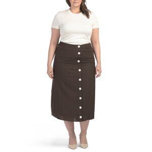 BAGATELLE COLLECTION Chocolate Plus Midi Skirt And Ribbed Top Set